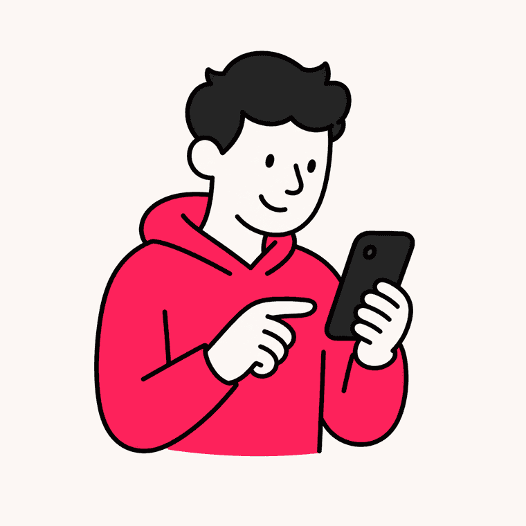 Choosing a card on a phone